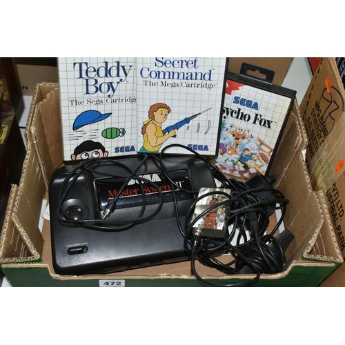 472 - SEGA MASTER SYSTEM, includes Psycho Fox, Secret Command and Teddy Boy, all games are complete with t... 