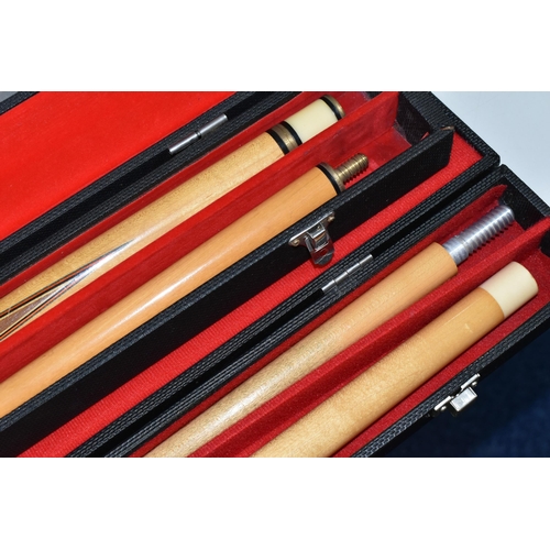 480 - TWO CASED SNOOKER CUES, comprising a two section Ray Reardon cue in a ADAC case and an unbranded '18... 