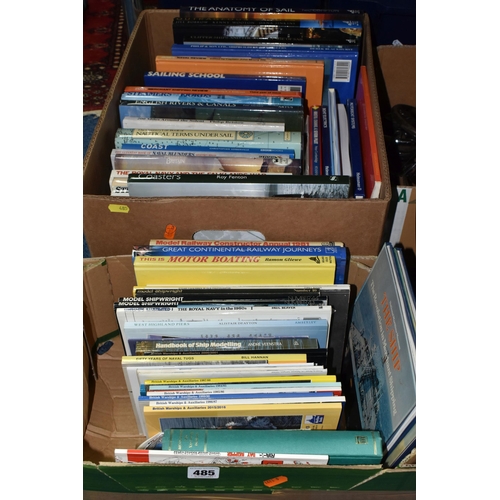 485 - TWO BOXES OF BOOKS containing approximately fifty titles in hardback and paperback formats on the su... 