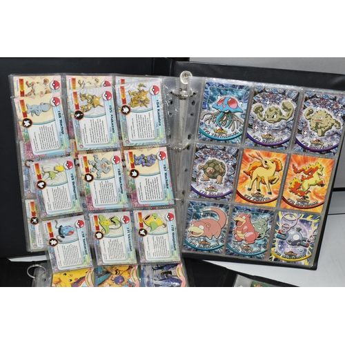 488 - POKEMON TOPPS SERIES 1, 2, 3 & THE MOVIE 2000 COMPLETE SETS, cards are spread across three folders, ... 