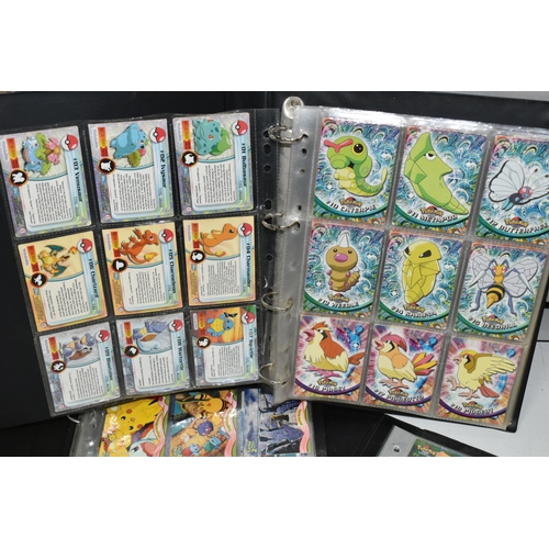 488 - POKEMON TOPPS SERIES 1, 2, 3 & THE MOVIE 2000 COMPLETE SETS, cards are spread across three folders, ... 