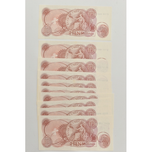 181 - A GROUP OF TEN x TEN SHILLINGS BANK OF ENGLAND CONSECUTIVE AND UNCIRCULATED BANKNOTES B73N 448701-44... 