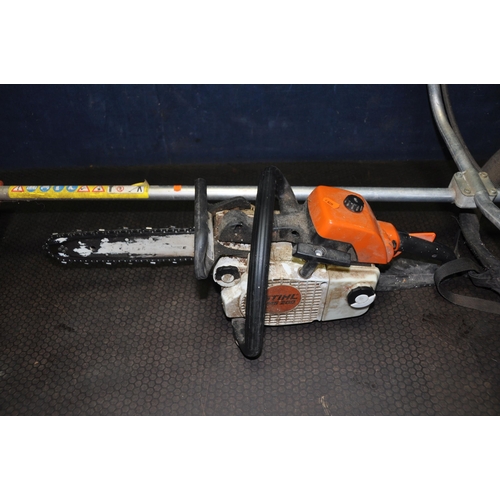 1051 - A STIHL FS 55 PERTOL STRIMMER, and a Stihl 200T petrol chainsaw (condition: strimmer engine pulls fr... 