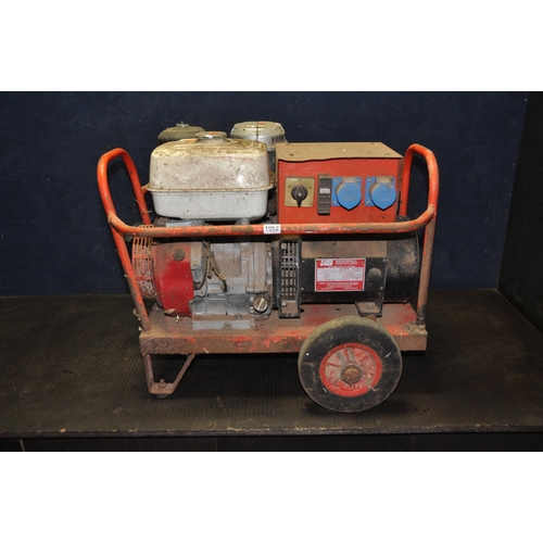 1052 - A HONDA GX340MAX PETROL GENERATOR (condition: ideal for a clean, engine pulls but the pully is very ... 