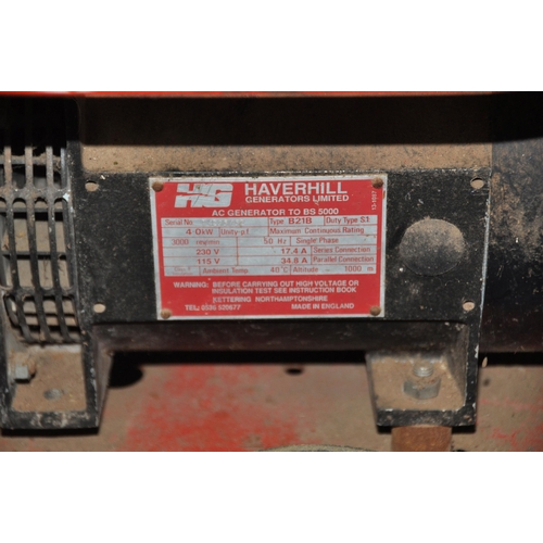 1052 - A HONDA GX340MAX PETROL GENERATOR (condition: ideal for a clean, engine pulls but the pully is very ... 