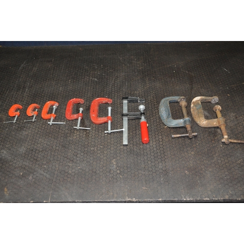 1058 - A SELECTION OF C CLAMPS, to include two paramo number 3, an unbranded number 3, 2 1/2, 2, two number... 