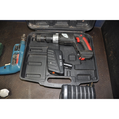 1059 - A PERFOMANCE 30 VOLT HAMMER DRILL, with two batteries and charger, a Bosch CSB 500-2, a Bosch PFZ  5... 