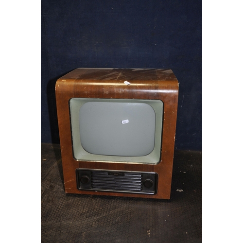 1105 - A BUSH TYPE TV43 1950s TV with 19 valves and 14in CRT screen, walnut cabinet width 42cm x depth 40cm... 