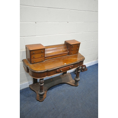 1204 - A VICTORIAN WALNUT DUCHESS DRESSING TABLE, with an arrangement of drawers, width 121cm x depth 47cm ... 