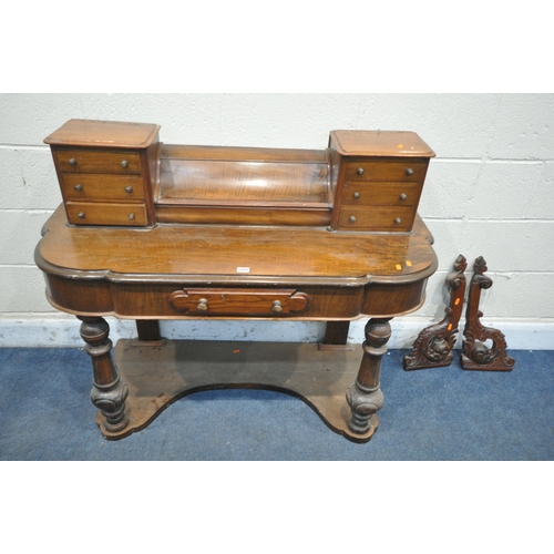 1204 - A VICTORIAN WALNUT DUCHESS DRESSING TABLE, with an arrangement of drawers, width 121cm x depth 47cm ... 