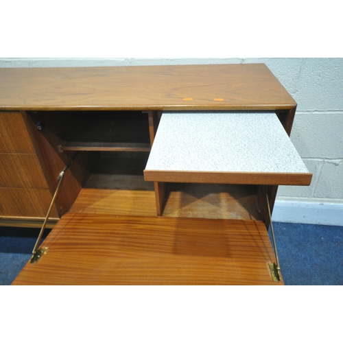 1206 - A MID CENTURY TOM ROBERTSON FOR MCINTOSH TEAK SIDEBOARD, with two fall front cupboard doors, the rig... 