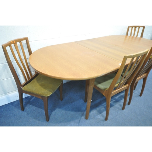 1207 - A MID CENTURY S FORM TEAK EXTENDING DINING TABLE, with a single additional length 213cm x closed 177... 