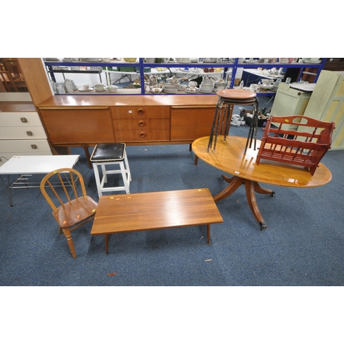 1209 - A SELECTION OF OCCASIONAL FURNITURE, to include a wire coffee table, four tubular stacking stools, a... 