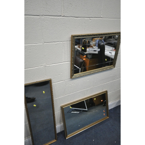 1210 - A FRENCH GILT FRAMED WALL MIRROR, along with five various other mirrors, a painted standard lamp, an... 