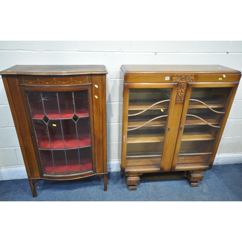 1217 - AN EDWARDIAN MAHOGANY SINGLE DOOR CHINA CABINET, width 75cm x depth 34cm x height 110cm, and an 1940... 