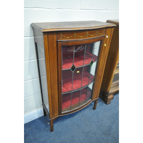 1217 - AN EDWARDIAN MAHOGANY SINGLE DOOR CHINA CABINET, width 75cm x depth 34cm x height 110cm, and an 1940... 