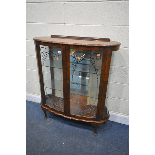 1230 - A WALNUT TWO DOOR CHINA CABINET, 101cm x depth 38cm x height 116cm (condition report: aged wear and ... 