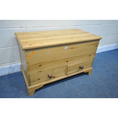 1235 - A PINE BLANKET CHEST, with two drawers, width 95cm x depth 48cm x height 59cm (condition report: spl... 