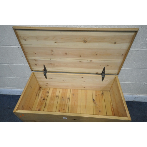 1235 - A PINE BLANKET CHEST, with two drawers, width 95cm x depth 48cm x height 59cm (condition report: spl... 