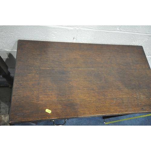 1244 - A GEORGIAN STYLE OAK SIDE TABLE, with two drawers, width 78cm x depth 43cm x height 75cm, and a Vict... 