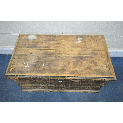 1247 - A 19TH CENTURY STAINED PINE TOOL CHEST, width 92cm x depth 48cm x height 48cm (condition report: dis... 