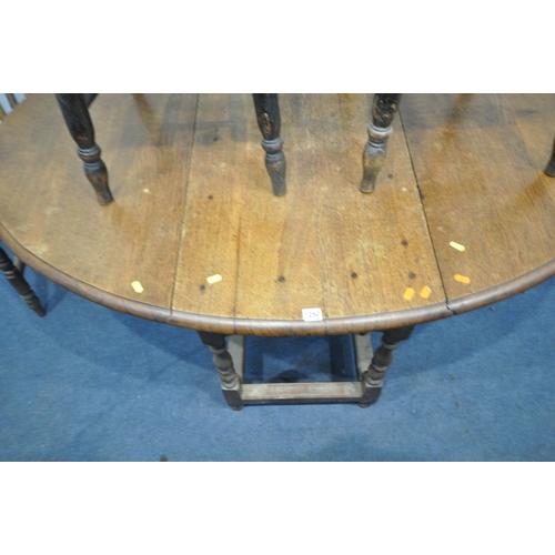 1250 - A GEORGIAN OAK GATE LEG TABLE, with a single drawer, open length 150cm x closed width 53cm x depth 1... 