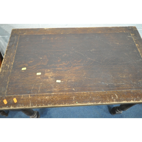 1250 - A GEORGIAN OAK GATE LEG TABLE, with a single drawer, open length 150cm x closed width 53cm x depth 1... 