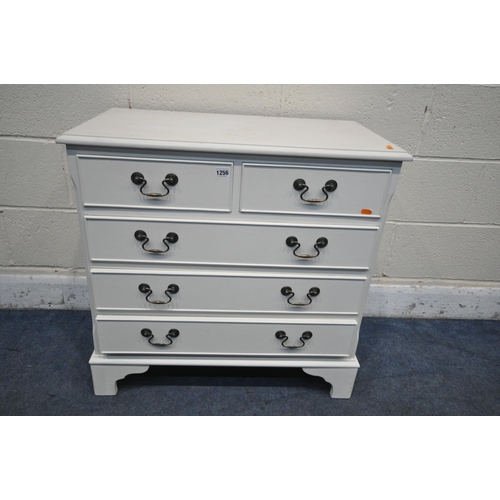 1256 - A MODERN PAINTED WHITE CHEST OF TWO SHORT OVER THREE LONG DRAWERS, width 75cm x depth 42cm x height ... 