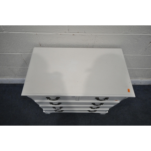 1256 - A MODERN PAINTED WHITE CHEST OF TWO SHORT OVER THREE LONG DRAWERS, width 75cm x depth 42cm x height ... 