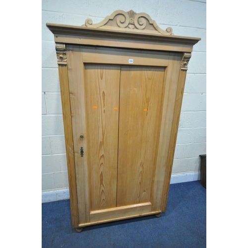 1264 - A MODERN PANELLED PINE SINGLE DOOR WARDROBE, width 102cm x depth 55cm x height 188cm (condition repo... 