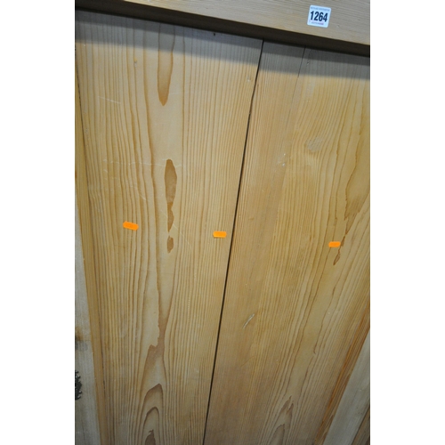 1264 - A MODERN PANELLED PINE SINGLE DOOR WARDROBE, width 102cm x depth 55cm x height 188cm (condition repo... 