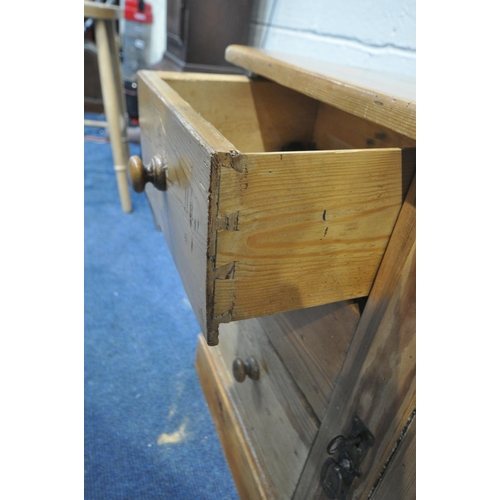 1268 - A SMALL VICTORIAN STYLE DOMED TOP TRUNK, width 69cm x depth 34cm x height 39cm, a pine cabinet with ... 