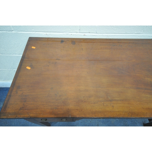 1270 - A GEORGIAN MAHOGANY SIDE TABLE, with five drawers, on square tapered legs, width 122cm x depth 56cm ... 