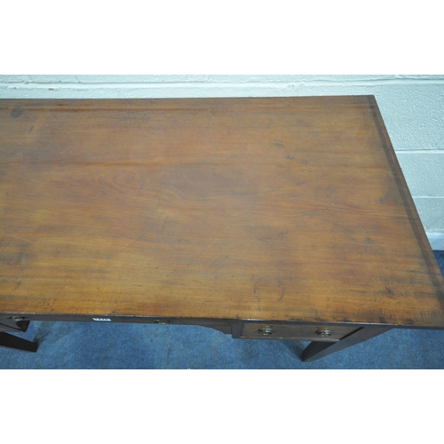 1270 - A GEORGIAN MAHOGANY SIDE TABLE, with five drawers, on square tapered legs, width 122cm x depth 56cm ... 