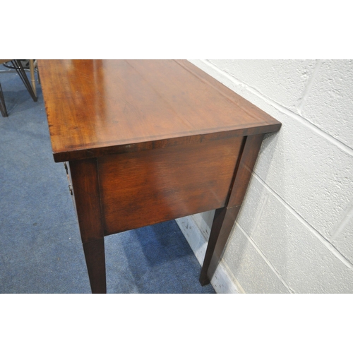 1270 - A GEORGIAN MAHOGANY SIDE TABLE, with five drawers, on square tapered legs, width 122cm x depth 56cm ... 