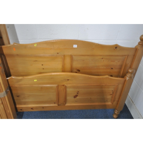 1271 - A PINE 4FT6 BEDSTEAD, with side rails and slats (condition report: surface marks)