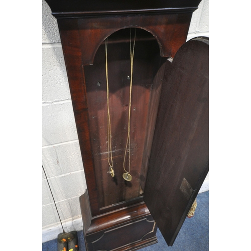 1291 - HAMMOND NICHOLLS OF CANTERBURY, 18TH CENTURY MAHOGANY EIGHT DAY LONGCASE CLOCK, the hood with two ea... 