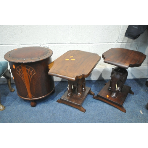 1316 - A SELECTION OF VARIOUS STOOLS, to include an Edwardian piano stool, a pair of camel stools, a long f... 