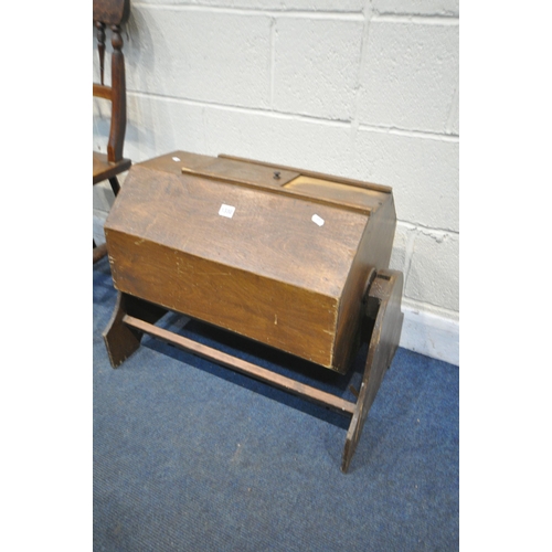 1330 - A PLYWOOD TOMBOLA, along with a mahogany bureau, and two chairs (condition report: chips to tombola)... 