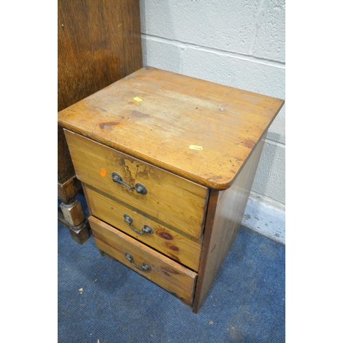 1338 - AN OAK BUREAU, width 74cm x depth 46cm x height 96cm, along with a pine chest of four long drawers, ... 