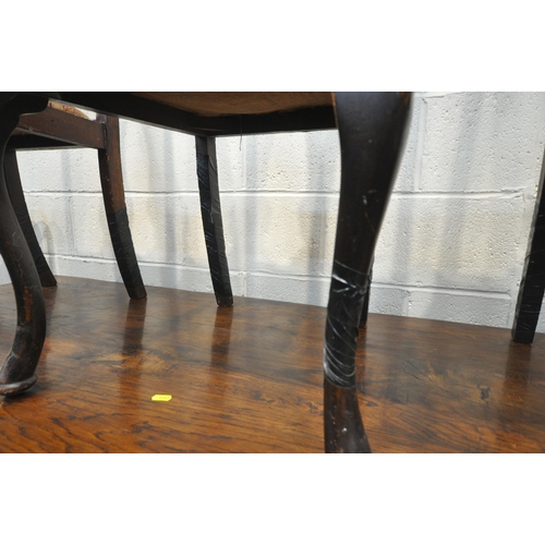 1342 - AN EARLY 20TH CENTURY OAK TRESTLE DINING TABLE, length 183cm x depth 75cm x height 80cm, along with ... 