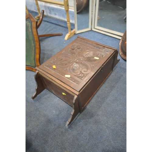 1346 - A SELECTION  OF OCCASIONAL FURNITURE, to include a carved oak candle box, drop leaf sofa table, thre... 