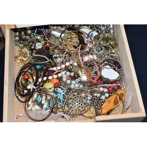 26 - TWO SETS OF STORAGE UNITS WITH A LARGE ASSORTMENT OF COSTUME JEWELLERY, each unit with six drawers c... 