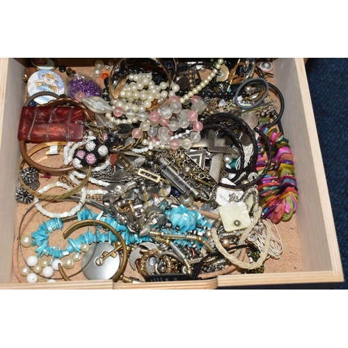 26 - TWO SETS OF STORAGE UNITS WITH A LARGE ASSORTMENT OF COSTUME JEWELLERY, each unit with six drawers c... 