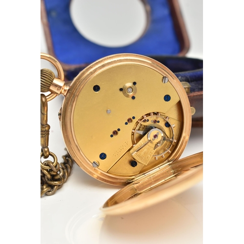 45 - A LATE 19TH CENTURY 18CT GOLD OPEN FACE POCKET WATCH, hand wound movement, Roman and Arabic numerals... 