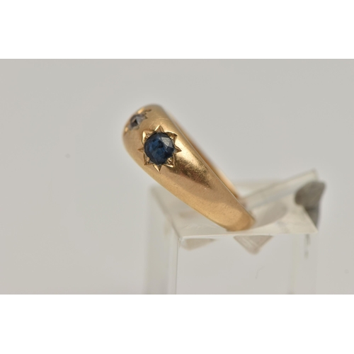 48 - A LATE VICTORIAN 18CT GOLD DIAMOND AND SAPPHIRE RING, centre with a star set old cut diamond, estima... 