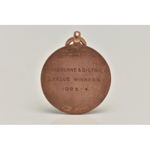 65 - AN EARLY 20TH CENTURY MEDAL, circular sporting medal, engraved 'Ashbourne & district league winners ... 