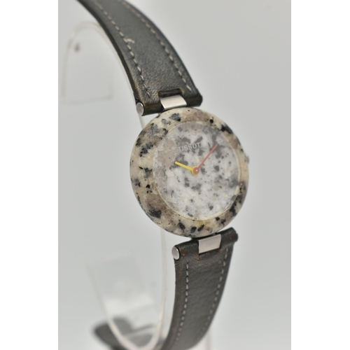 68 - A 'TISSOT' ROCKWATCH, quartz movement, round dial signed 'Tissot', hardstone case, approximate case ... 