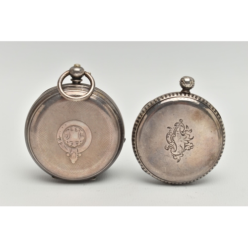 74 - TWO OPEN FACE POCKET WATCHES, the first an AF white metal, open face pocket watch, (missing glass fr... 