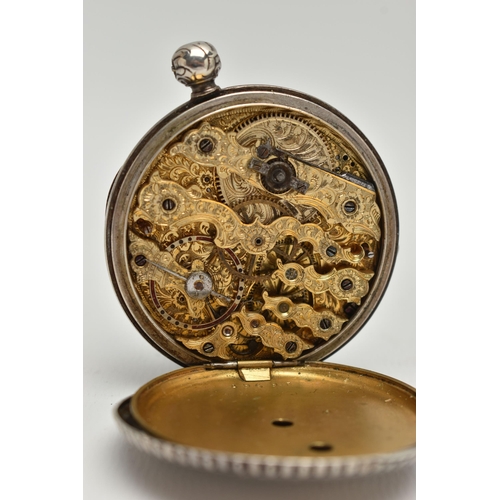 74 - TWO OPEN FACE POCKET WATCHES, the first an AF white metal, open face pocket watch, (missing glass fr... 